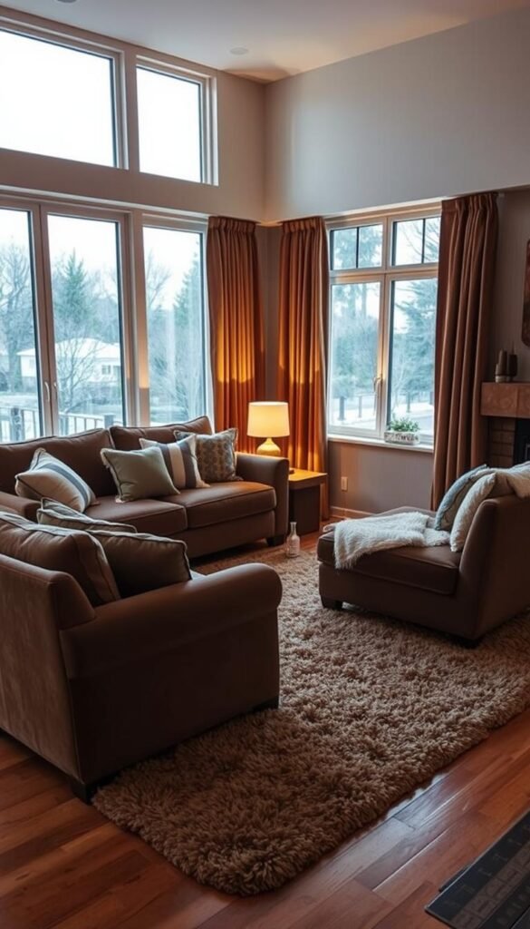 A cozy living room with a plush, inviting sofa and armchair arrangement.