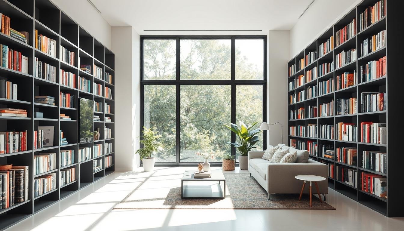 Decorating a Minimalist Living Room with Bookshelves