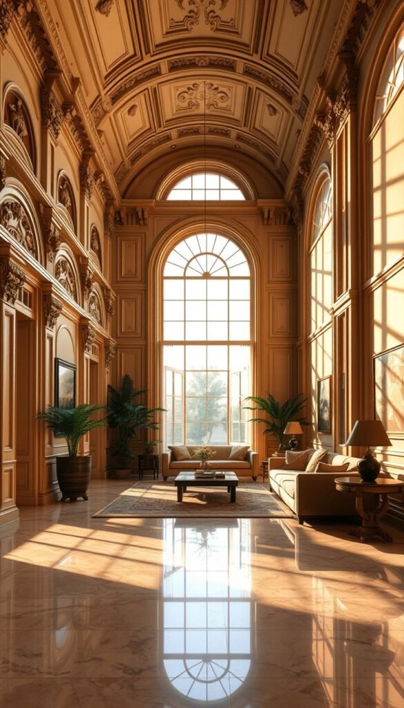 Elegant architectural details in warm golden light.