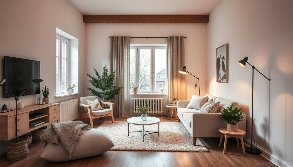 Small Scandinavian Living Room lighting