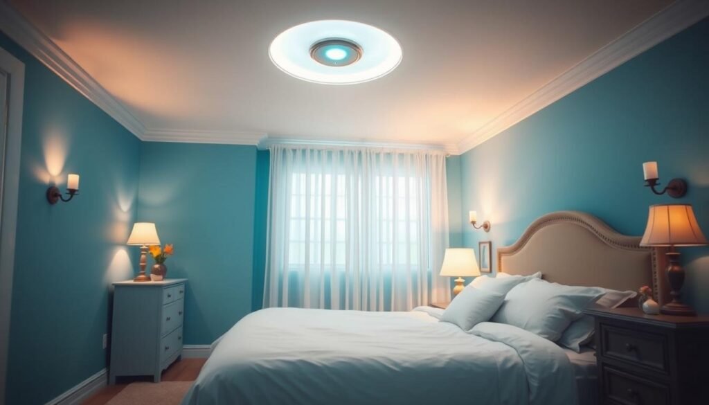 blue bedroom lighting