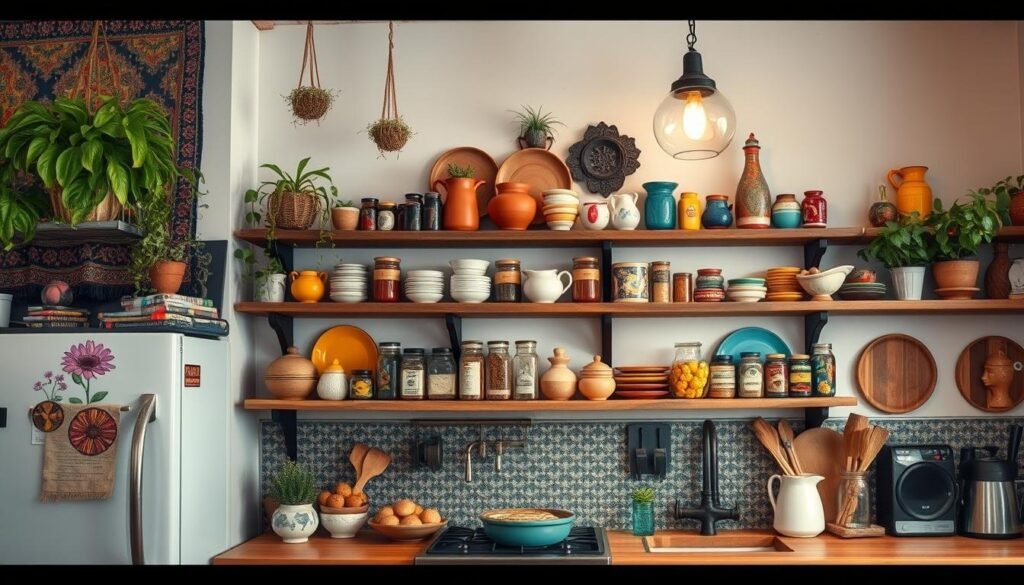 bohemian kitchen styling