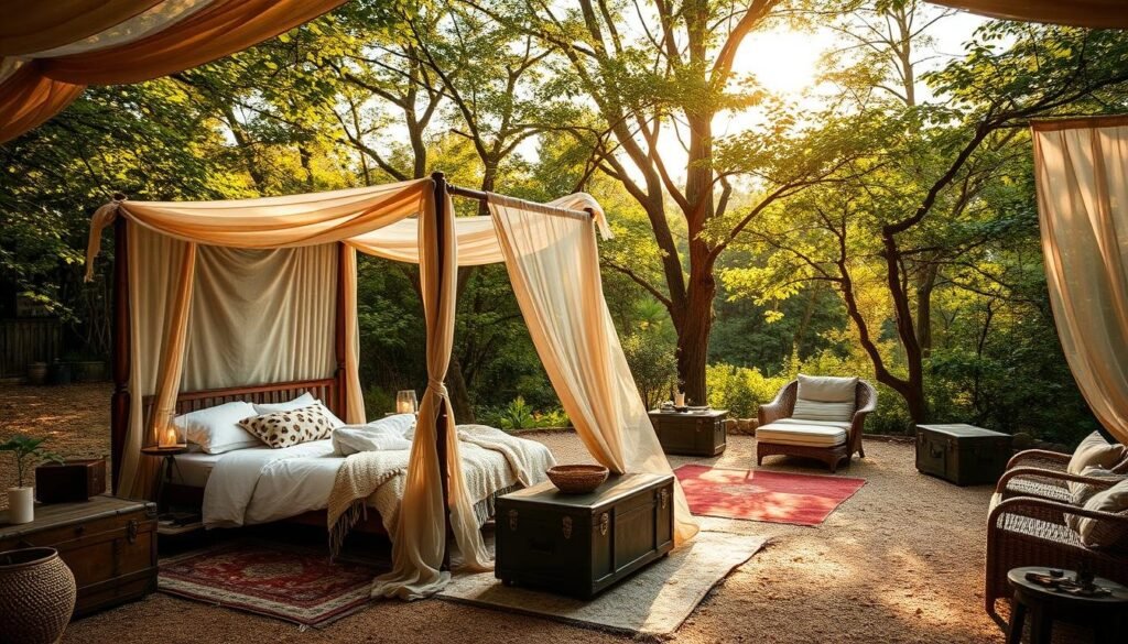 bohemian outdoor bedroom retreat
