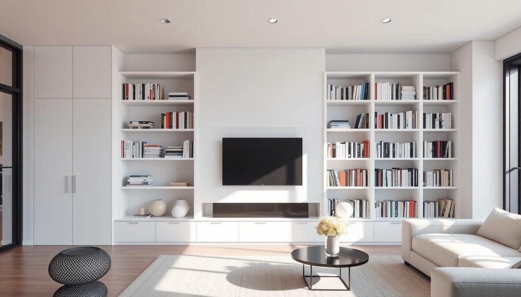 built-in bookshelves