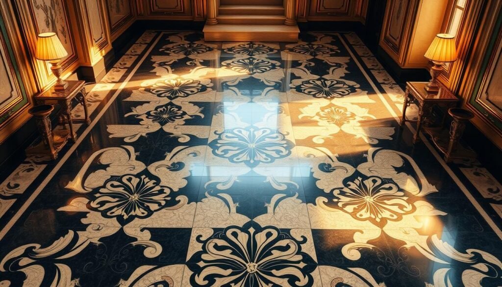 contemporary Art Deco bedroom flooring