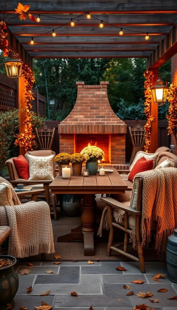 cozy fall patio decor