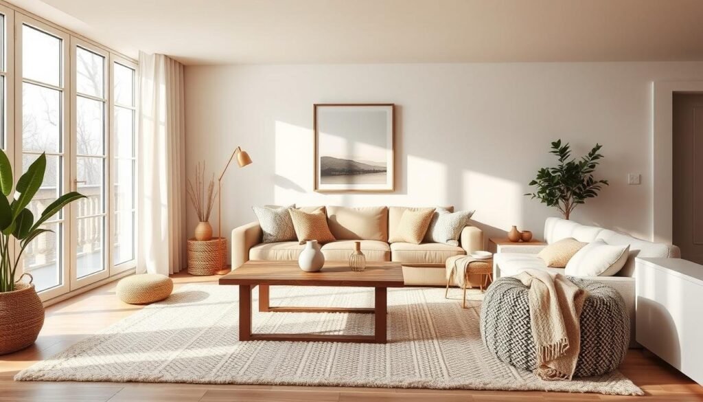 cozy neutral colors in warm minimalist decor