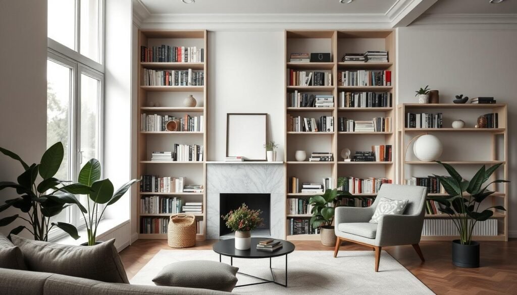 living room bookshelves