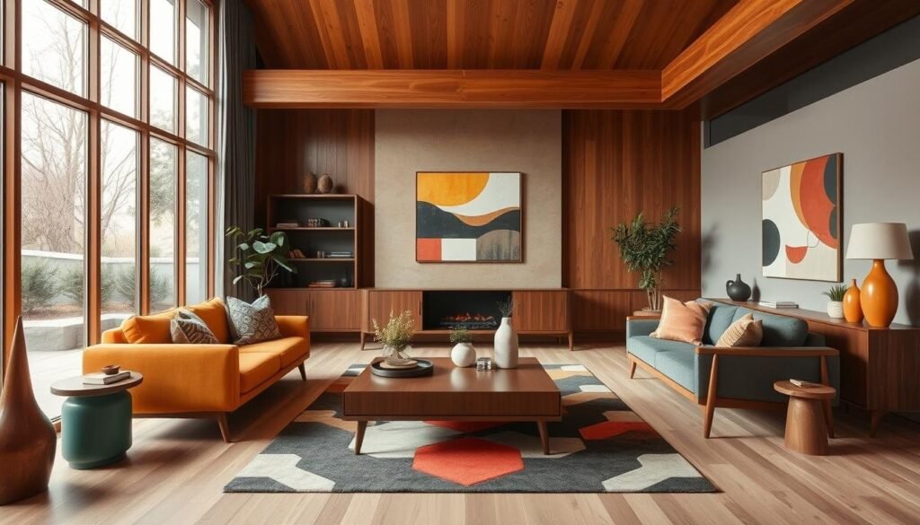 mid-century modern living room decor