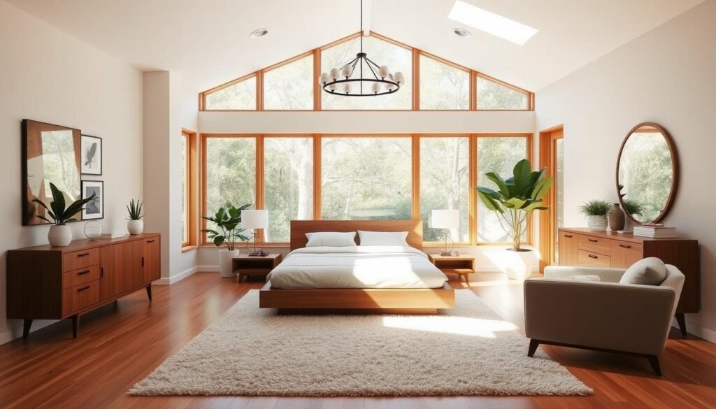 mid-century modern master bedroom features