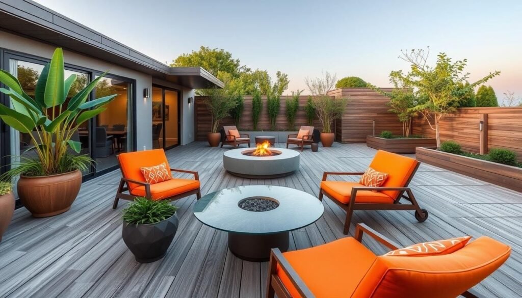 mid-century modern outdoor space