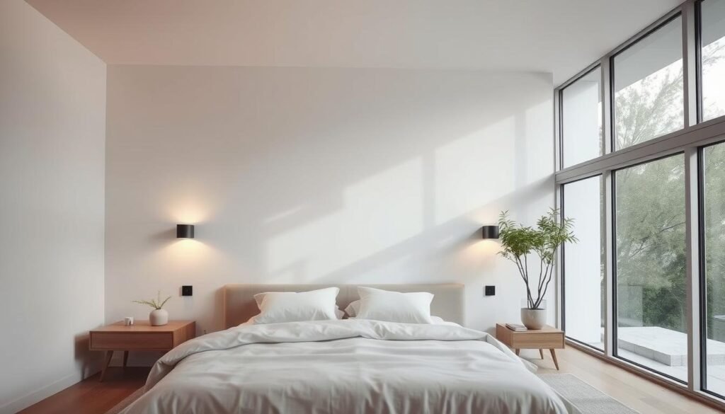modern minimalist master bedroom lighting