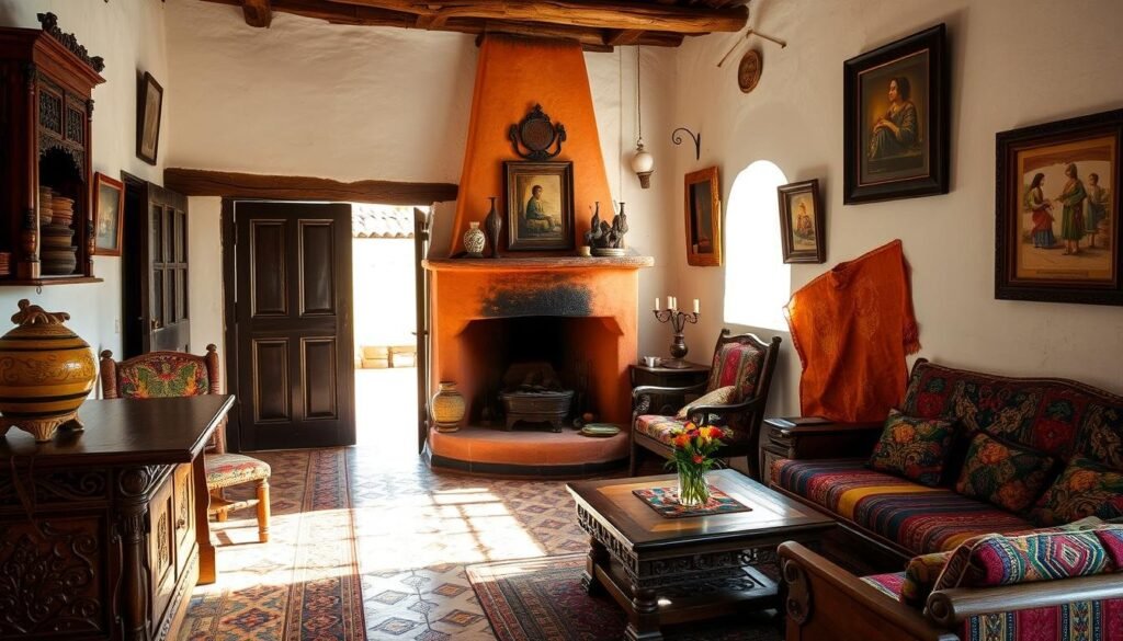 old mexican house inside furniture