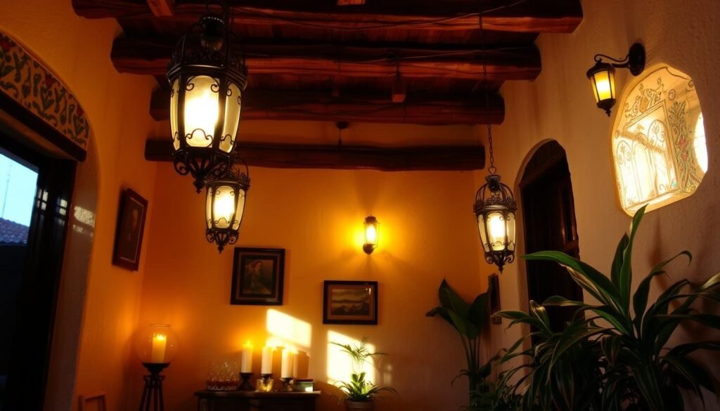 old mexican house interior lighting