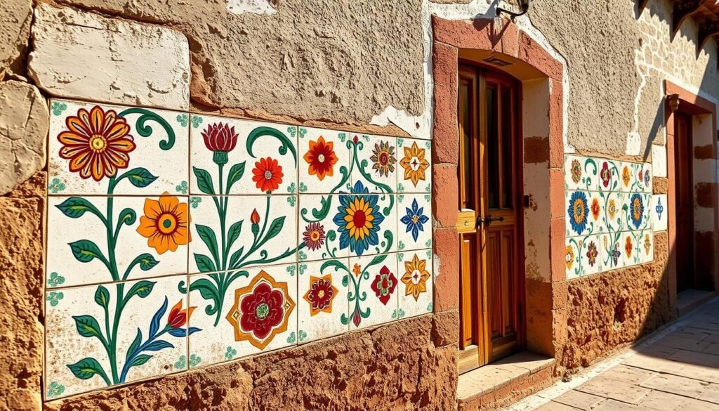 old mexican house style tile work