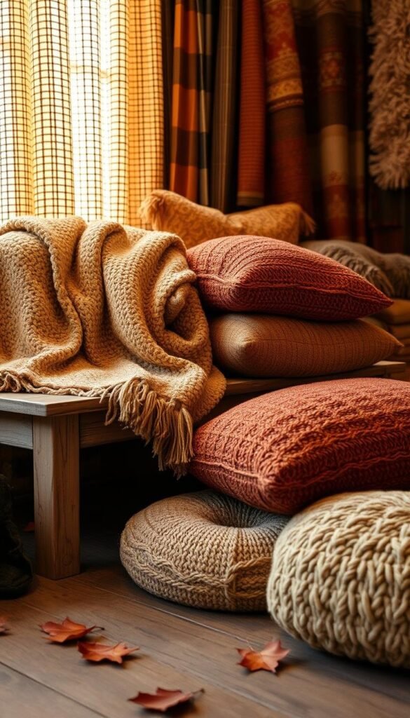 rustic autumn decor textiles