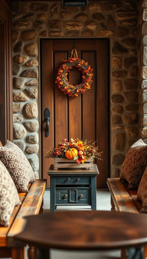 rustic fall entryway decorations