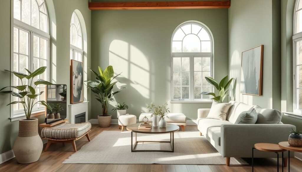 sage green living room design