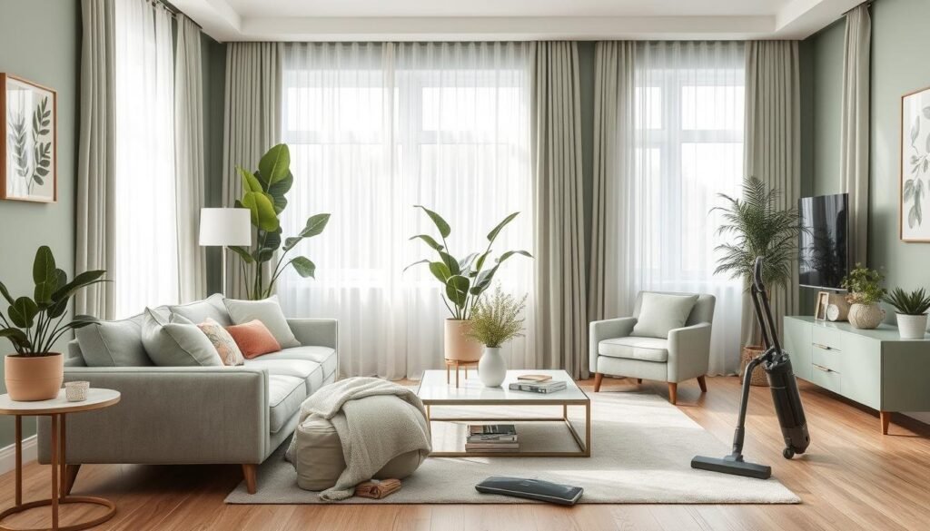 sage green living room maintenance