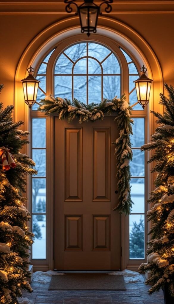 stylish winter home entryway lighting