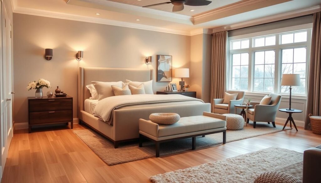 transitional master bedroom design
