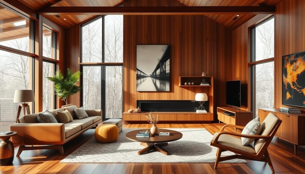 warm wood tones in MCM design