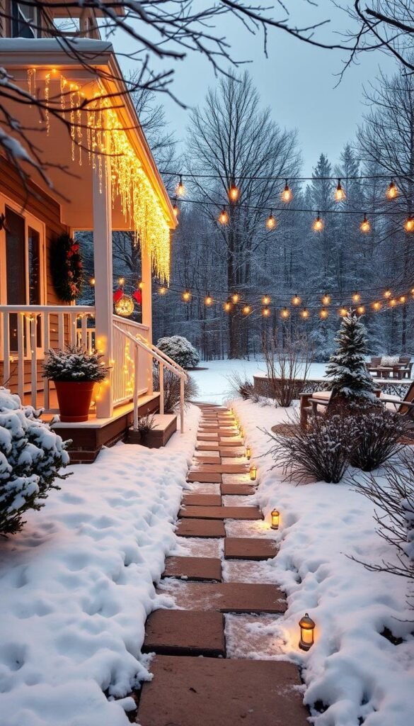 winter outdoor home decor lighting